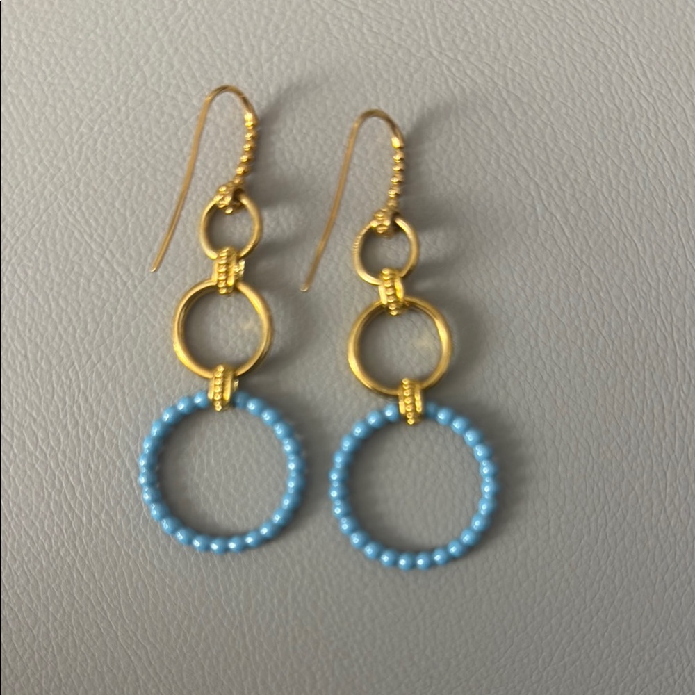 Lagos MERIDIAN 18K Gold and Blue Ceramic Circle Drop Earrings
